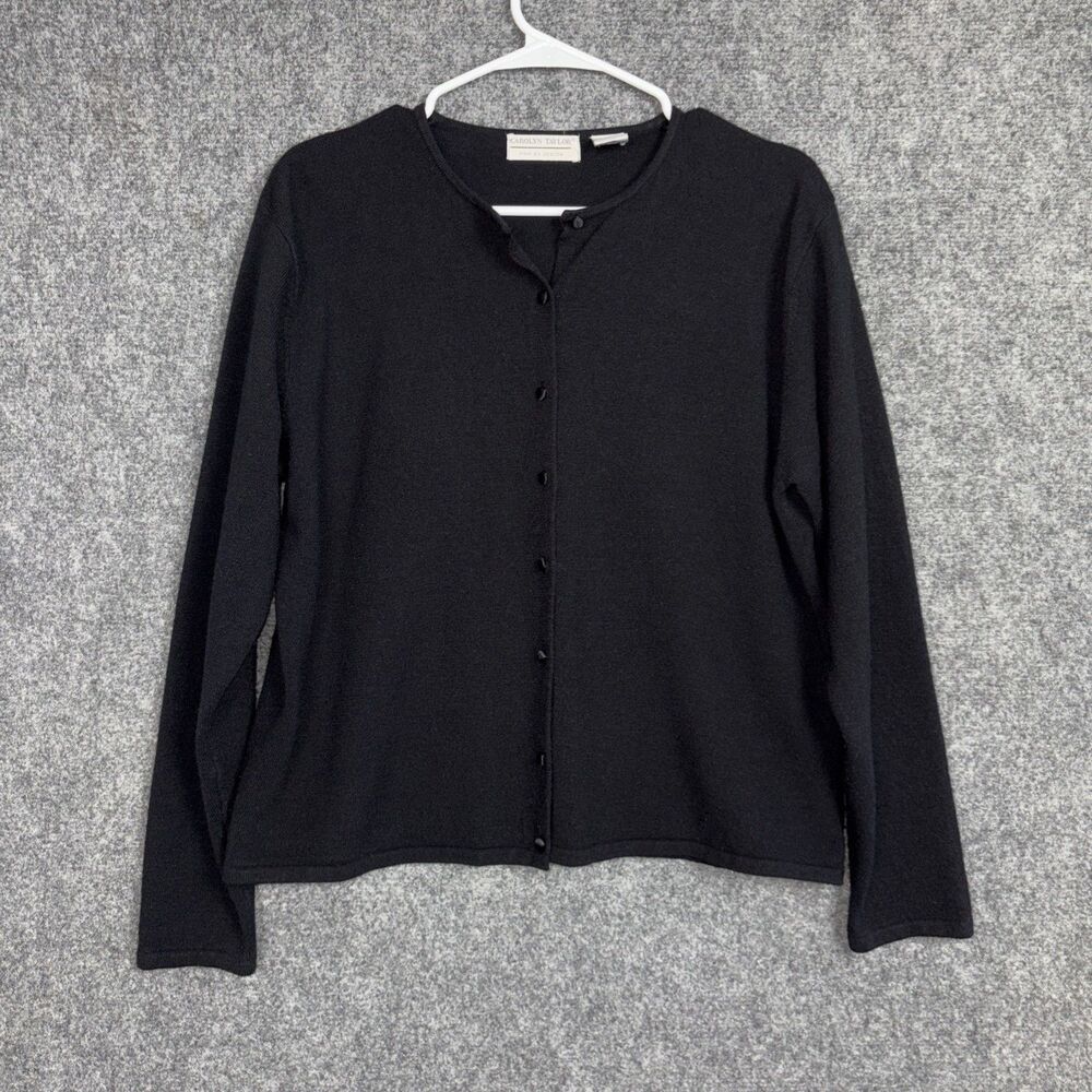 Carolyn Taylor By Design Sweater Womens Size S Black Cardigan Classic Capsule